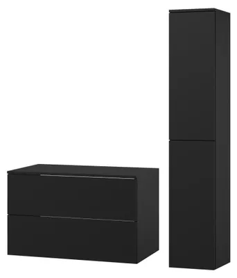 Obrázek produktu pro Koupelnový set 2dílný: Spodní skříňka + Vysoká skříňka Color Černá (2S 80 + 2D 160)