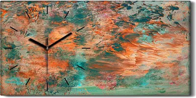 Produktbild von Leinwand Uhr Küche Wohnzimmer Bild Geräuschlos 60x30 Malerei Abstrakte Kunst - schwarze Hände