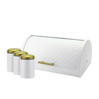 Obrázok produktu pre HOME ELEMENTS Kovový chlebník + 3 dózy Barva: černá