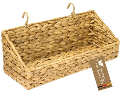 Hängekorb geflochten aus nachhaltiger Wasserhyazinthe Aufbewahrungskorb zum Aufhängen 40 x 15 x 15 cm