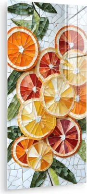 Produktbild von MuchoWow Glasbilder - Bilder auf Wandbild - Foto auf Glas Scheiben - Obst - Orange - Mosaik 40x80 cm Wanddekoration aus Glas - Acrylglasbild - Acrylbilder - Wanddekoration