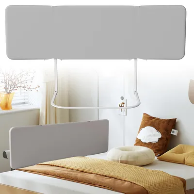 Produktbild von Vigevee Bettgitter klappbar 150 cm, Kinder-Rausfallschutz, 4 Winkel, mit 2 Gurten & Aufbewahrungstasche