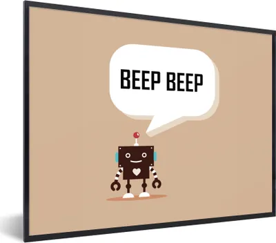 Produktbild von MuchoWow® Gerahmtes Poster Sprichwörter - Zitate - Piep piep - Roboter - Herz - Kinder - Jungen 40x30 cm - Poster mit Schwarzem Bilderrahmen Wandposter Rahmen Foto Bilder - Kunstposter - Wanddekorationen