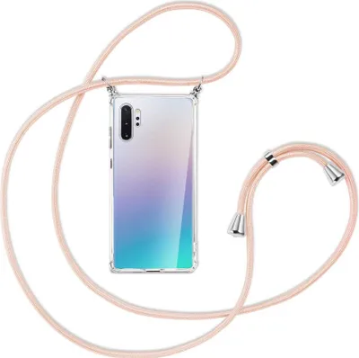 Produktbild von Handykette Backcover-Schutzhülle mit Band (Metall silberfarben) für Samsung Galaxy Note 10 Plus - rose peach