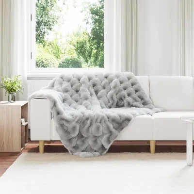 Produktbild von "Schlussverkauf" Kunstfell Kaninchenfell Decke Olite 4 Stück - Einfache Pflege - Grau 130x150 cm  C8682