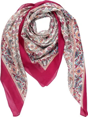 Produktbild von Baumwolltuch Paisley allover Muster07 pink quadratisches Tuch
