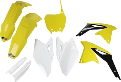 Produktbild von Verkleidungskit UFO PLAST 9-teilig Verkleidungssatz Kunststoff mit Gabelschutz für Suzuki RM-Z 450 ccm Bj. 2008 - 2017, Farbe:gelb / weiß / schwarz