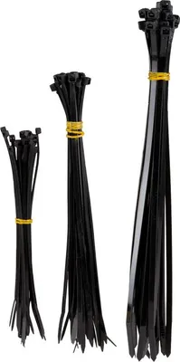Produktbild von alca® Kabelbinder-Set 120 St. schwarz + weiß 100 mm 200 mm 250 mm Kabelbinder UV beständig chemisch resistent verschiedene Größen Nylon