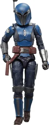 A full-body shot of a Star Wars Mandalorian Nite Owl action figure against a white background.