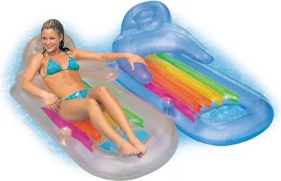 Immagine prodotto di Materasso ad aria Materasso ad acqua Anello da nuoto Pneumatico da nuoto Palloni da pallanuoto Materasso ad aria Intex con schienale blu Spiaggia_Vacanze
