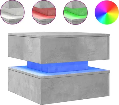 Zdjęcie produktu dla vidaXL Stolik kawowy z oświetleniem LED betonowy szary 50x50x40 cm