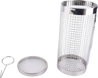 Produktbild von Edelstahl Rollende Grillkorb Drahtgnade Zylindergrill tragbare Camping -Grillgrill BBQ -Werkzeuge kleiner Größe