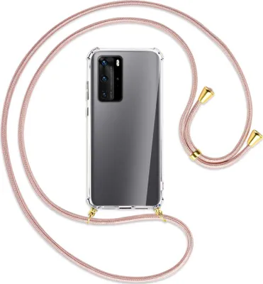 Produktbild von Handykette Backcover-Schutzhülle mit Band (Metall goldfarben) für Huawei P40 - roségold