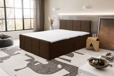 Produktbild von VENASI DORIS Boxspringbett 180x200 mit 2 Bettkasten H2/H3 Matratze BRAUN Cosmic 800