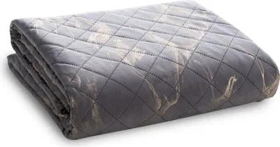 Zdjęcie produktu dla Design 91 Narzuta dekoracyjna 170x210 Luiz 6 stalowo-złoty welur geometryczny