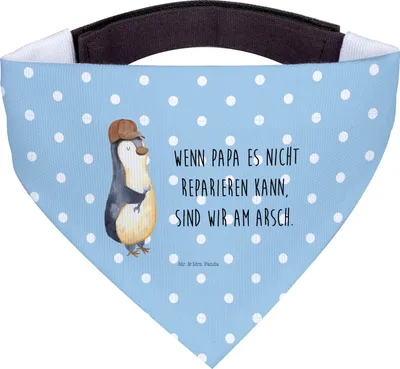 Produktbild von Mr. & Mrs. Panda Bandana für Hunde Wenn Papa es nicht reparieren kann, sind wir am Arsch - Blau Pastell - Geschenk, Vater, Vatertag, Hundehalstuch, Tuch, Halstuch, Hund