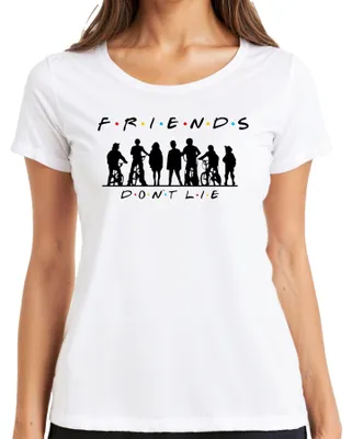 Produktbild von FRIENDS DON'T LIE Stranger Kids Fahrräder 80er Retro Hawkins Elf Damen T-Shirt, Weiß, M