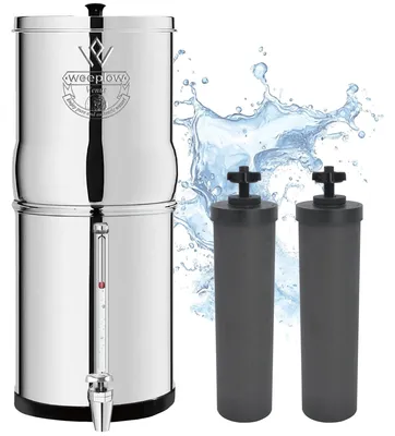 Productafbeelding van RVS-zwaartekrachtwaterfiltersysteem met 2 filterelementen