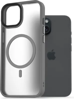Imagen del producto de Funda mate AlzaGuard compatible con MagSafe para iPhone 15, color gris