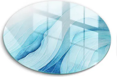 Zdjęcie produktu dla Szklana deska do krojenia - Deska kuchenna - ⌀40 cm – Szkło hartowane – Antypoślizgowa - Abstrakcyjne Fale