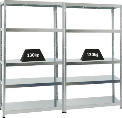Produktbild von Mega Deal | 2x Schwerlastregal Steel Eagle  | HxBxT 180x100x40 cm |  Fachlast 130kg | Verzinkt