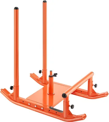 Immagine prodotto di Slitta con pesi, slitta in acciaio, slitte per allenamento della forza per migliorare la velocità nell'esercizio atletico, attrezzatura per allenamento fitness con maniglia, compatibile con dischi da 25/51 mm, arancione