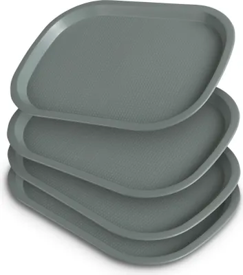 Obrázok produktu pre balenie 2 plastových podnosov na servírovanie - bez BPA - vhodné do umývačky riadu - ( 37,7 cm x 27,7 cm / sivá ) Nerozbitný PP - servírovací tanier na raňajky