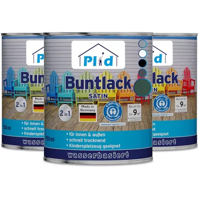 Produktbild von Plid Buntlack Außen 2.25l - Anthrazitgrau, für ca. 27m² - Holzfarbe außen & innen - Holzlack Außen wetterfest - Holzschutzfarbe Aussen & Innen