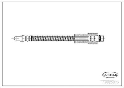 Imagen del producto de CORTECO 19025873: Manguera de freno delantera, compatible con los modelos PEUGEOT 206 (berlina), 206 CC, 206+ (berlina), 206 SW y 206 (furgoneta)