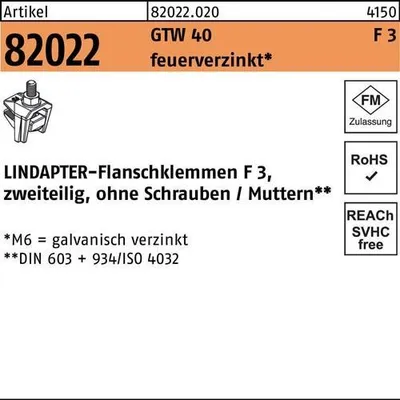 Produktbild von Flanschklemme R 82022 GTW 40 F 3 M 20 / 70 feuerverzinkt