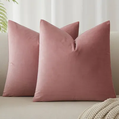 Image de Housses de coussin en velours, rose-violet, 40x40 cm, lot de 2