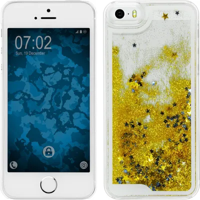 Produktbild von PhoneNatic Case kompatibel mit Apple iPhone SE 2016 (1.Gen) - Hülle gold Stardust Hard-case + 2 Schutzfolien