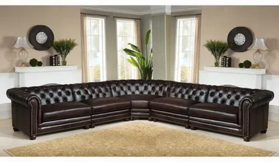Productafbeelding van Chesterfield hoekbank, leren bank, gestoffeerde hoekbank, design bankstel, set #339