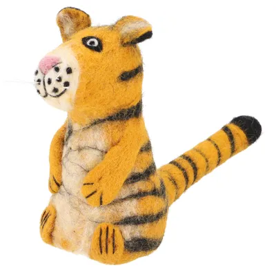 Produktbild von Filz Eierwärmer, Handgemachte Filzdekoration aus Nepal, Filztier - Tiger, Braun, Filz,Wolle, 15*7*7 cm, Filz Eierwärmer