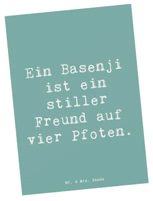 Produktbild von Mr. & Mrs. Panda Postkarte Spruch Basenji Freund - Meeresbrise - Geschenk, Hunderassen Pflege, unabhängige Persönlichkeit, Vielfalt, Fotokarte, Grußkarte, ruhige Hunde