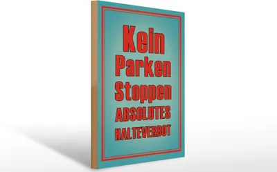 Produktbild von Holzschild  kein Parken Stoppen Halteverbot, 40 x 30 cm, Holzschilder Achtung Fahrzeuge