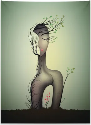 Produktbild von Abakuhaus Feminist Wandteppich, Surrealistische Frau Form aus Weiches Mikrofaser Stoff Kein Verblassen Klare Farben Waschbar, 110 x 150 cm, Mehrfarbig