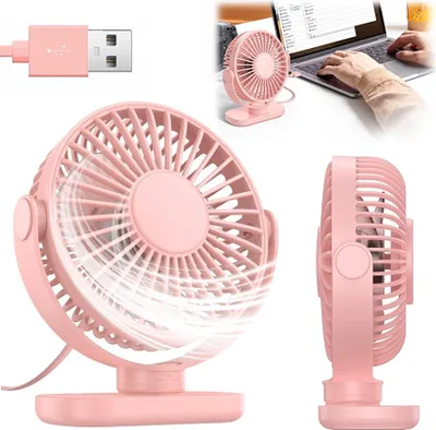 Produktbild von USB-Ventilator Leiser Mini-Tischventilator Kühlung TOPK K62C rosa