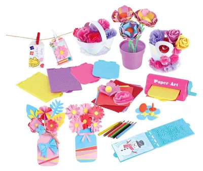 Image de Playgo - Kit de loisirs créatifs : Fabrication de fleurs en papier - 79 pièces.