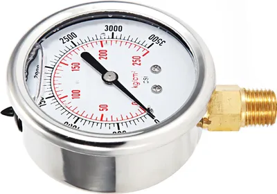 Obrázek produktu pro Nerezový hydraulický manometr tlaku paliva naplněný kapalinou 0-3500 PSI