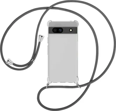 Produktbild von Handykette Backcover-Schutzhülle mit Band (Metall silberfarben) für Google Pixel 7a - dunkelgrau