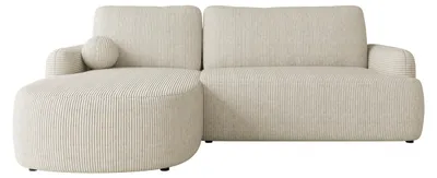 Produktbild von MIRJAN24 Ecksofa Loridu Cord, Wohnzimmmer L-Form mit Schlaffunktion und Bettkasten (Farbe: Poso 100, Seite: Links)
