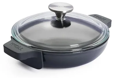 Servierpfanne Ø 20 cm, Gusseisen, mit Deckel, grau