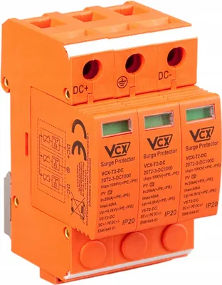 Immagine prodotto di VCX | Protezione Da Sovratensione DC C3P - 1200V - Arancione - Classe T2 - Sicurezza PV