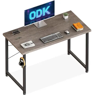 Productafbeelding van Kleine bureau, 100x48 cm, computerbureau met houder voor hoofdtelefoon en opbergtas, grijs