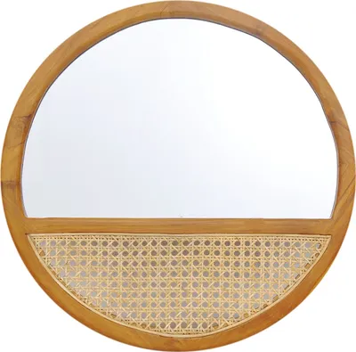 Produktbild von SIT Möbel Wand-Spiegel mit Rattan-Geflecht | rund | Rahmen Teak natur | B 60 x T 3 x H 60 cm | 05355-01 | Serie RATTAN