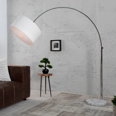 Obrázek produktu pro Lampa do obývacího pokoje designová lampa 170 cm retro podstavec z pravého mramoru pohyblivá výškově nastavitelná stojací lampa bílá chromová