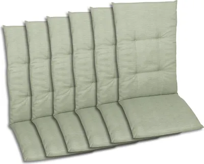 Produktbild von GO-DE Textil, Sesselauflage Hochlehner, 6er-Set, Farbe: grün, Maße ca.: 118 cm x 48 cm x 5 cm