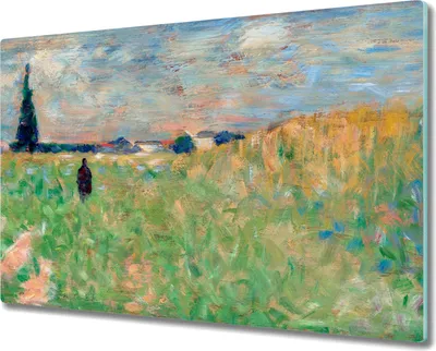 Produktbild von Coloray Herdabdeckplatte 80x52 cm Schneidebrett Kochplattenabdeckung Küchenbrett Hackbrett - Sommerlandschaft Seurat