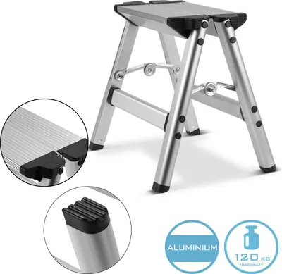 Zdjęcie produktu dla STAHLWERK Schody skladane KT-1 ST o nosnosci 120 kg Drabina aluminiowa Drabina skladana